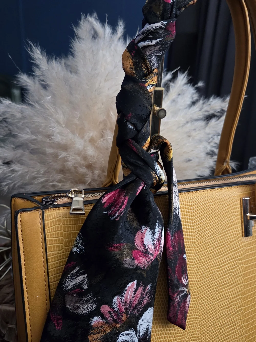 Mustard Satchel Handbag w/ Men’s Tie Weave ▪︎ Handle Accent ▪︎ Unbranded